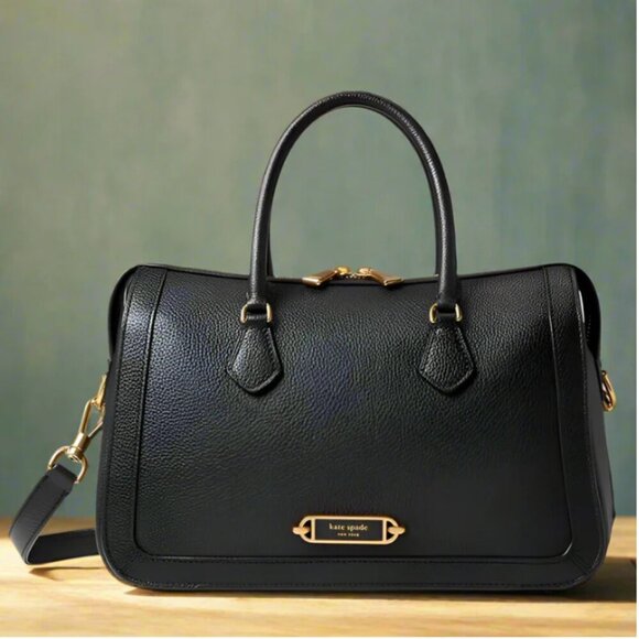 Kate Spade Gramercy Medium Satchel Black Leather Structured Crossbody Bag - Picture 1 of 12